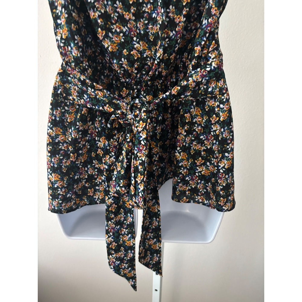 Romantic Boho Floral Ruffle Plunge Blouse Size 2X Soft Drape Femme Chic Wear - Picture 13 of 13